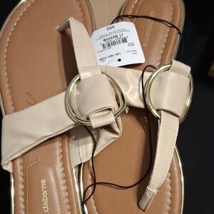 Liz Claiborne Women's Beige Sandals with Gold Accents